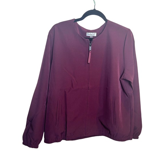 New StyleList by Micaela Burgandy Jacket Full Zip Blazer Size Medium - Picture 1 of 10